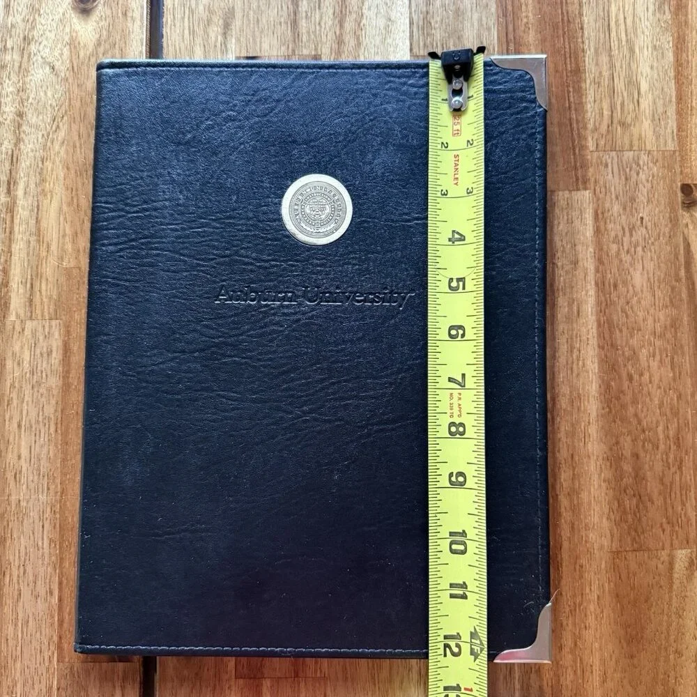VTG Hazel Auburn University Padfolio‎ Golden Medallion Metallic Corners Embossed